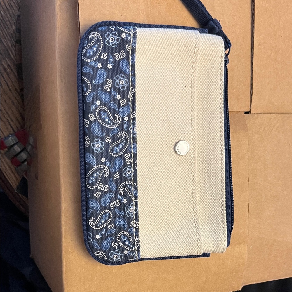 Lands End Blue and Cream Women's Bag